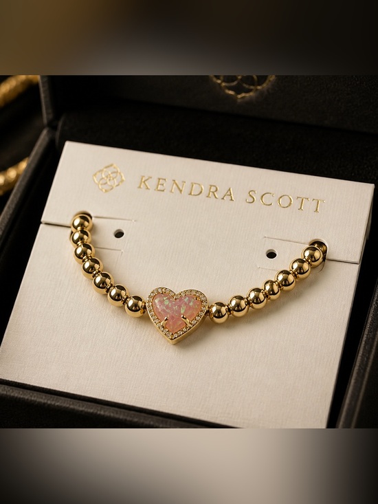 Kendra Scott Jewelry - Kendra Scott Gold Beaded Bracelet with Pink Opal Heart